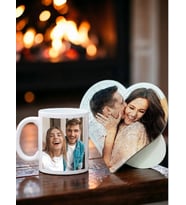 Sevgililer Gününe ve Kişiye Özel Fotoğraflı Kalp Puzzle ve Kupa Bardak 2 Li Takım