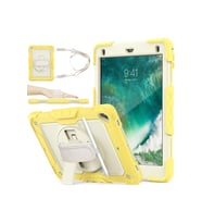 iPad 2017/2018 9.7" Strap,Kalemlikli,Ekran Korumalı Tablet Kılıfı Darbeyi Savar Askılı 360° Kılıf (Sarı)