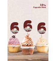 Safari Hayvanları Pastel 6 Yaşında CUPCAKE Süsü *10'lu Kalın Kağıt