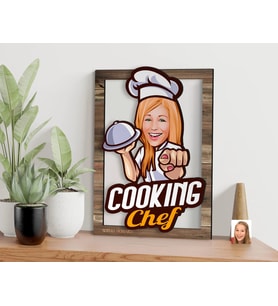 BK Gift Kişiye Özel Kadın Chef Karikatürlü 3D Ahşap Tablo, Sevgiliye Hediye, Arkadaşa Hediye, Yıl Dönümü Hediyesi, Doğum Günü Hediyesi-9