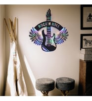 Lucenda Led Işıklı Kişiselleştirilebilir Kanatlı Gitar Figürlü Tablo Duvar Dekorlu Gece Lambası