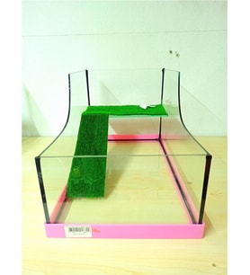 Kaplumbağa Bahçesi Kalın Cam Akvaryum Büyük Boy Pembe 45 cm