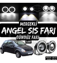 Ford Ka 1996-2008 Uyumlu Mercekli Angel Sis Farı Metal 76 mm Beyaz Halkalı Gündüz Farı 2 Adet