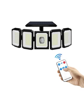 Monozone 300LED Solar Güneş Enerjili Bahçe Duvar Lambası Kumandalı Sensörlü 3 Modlu Geniş Açılı Lamba