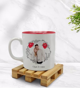 BK Gift Kişiye Özel İsimli Fotoğraflı İçi Kırmızı Renkli Kupa Bardak Model 26