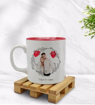 BK Gift Kişiye Özel İsimli Fotoğraflı İçi Kırmızı Renkli Kupa Bardak Model 26