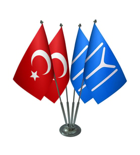 Masa Üstü Kayı Boyu Bayrağı Türk Bayrağı Dörtlü Krom Direk Masa Bayrak Seti