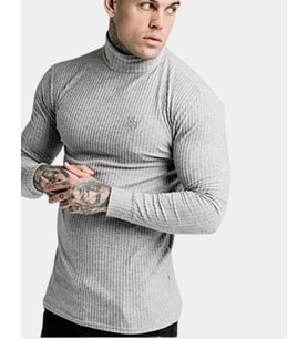 SikSilk Fırçalı Örgü Erkek Balıkçı Jumper Gri