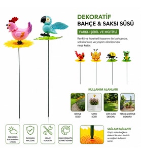 Dekoratif Yaylı Hayvan Figürlü - Bahçe ve Saksı Süsü - Dış Mekan Dekoru