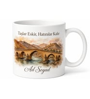 Bayburt Taş Köprü Temalı Baskılı Kupa Bardak Hediye Porselen Mug