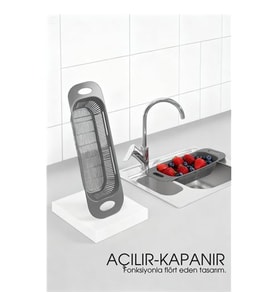 Ayarlanabilir Sürgülü Lavabo Süzgeci - Mutfak için Pratik ve Şık Tasarım GRİ 722439