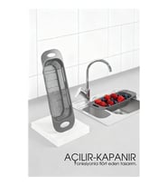 Ayarlanabilir Sürgülü Lavabo Süzgeci - Mutfak için Pratik ve Şık Tasarım GRİ 722439