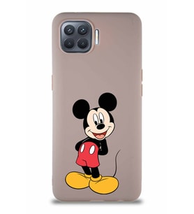 Oppo Reno 4 Lite Soft Premier Kapak Mickey Mouse-B Tasarımlı Silikon Kılıf - Pudra (Şeffaf)