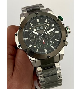 Ferrucci Gümüş&Siyah Renk Fonksiyonları Aktif Takvimli 45mm Çap Erkek Kol Saati (Siyah Gümüş)
