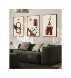 Kanvas Tablo Güneşin Izinde Soyut Çerçeve Görünümlü 3'Lü Mdf Tablo 40 X 60