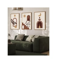 Kanvas Tablo Güneşin Izinde Soyut Çerçeve Görünümlü 3'Lü Mdf Tablo 40 X 60