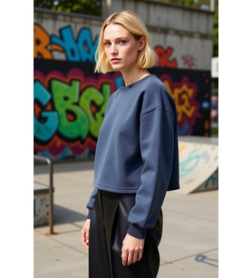 Kadın Bisiklet Yaka Düşük Kol Uzun Kollu Örme Sweatshirt Fonksiyonel Dayanıklı Kaliteli Şık