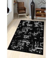 Siyah Vintage Kaymaz Tabanlı Makinede Yıkanabilir Halı AR525 - 100 x 160 cm