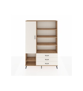 Arges Gardrop 9 Raflı 3 Çekmeceli Tek Kapaklı  132x30x195 Çam-Aytaşı