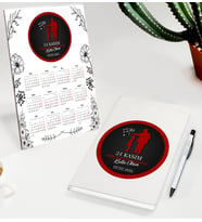 BK Gift Kişiye Özel İsimli Öğretmenler Günü Tasarımlı Defter Tükenmez Kalem ve Masaüstü 2024 Takvim Hediye Seti - 8, Öğretmene Hediye, Öğretmenler Günü