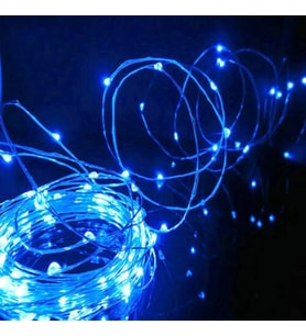 4 METRE MAVİ PİLLİ LED IŞIK SABİT YANAR MİCRO DÖKME LED SU GEÇİRMEZ ULTRA PARLAK CANLI MAVİ IŞIK