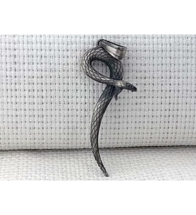 Üç Boyutlu Kara Bamba Yılan 925 Ayar Gümüş Erkek Kolye Ucu