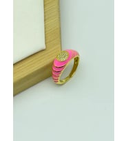 Çelik Gold Pembe Ayarlanabilir Yüzük - 25yzk212