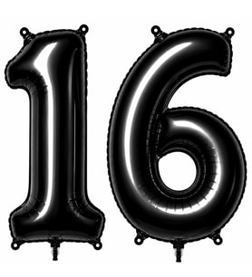 16 Rakam Folyo Balon Siyah Rengi (76 cm)