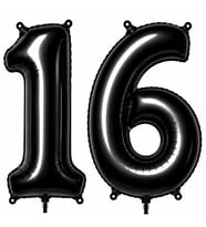 16 Rakam Folyo Balon Siyah Rengi (76 cm)