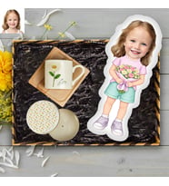 eJOYA Anneler Gününe Özel Türk Kahvesi Fincanı & Mum & Kişiye Özel Fotoğraflı Yastık Hediye Kutusu 116329 (Sarı)