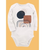 Organik Baskılı Pamuklu Unisex Bebek Body UZUNE248