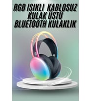 Kulak Üstü Kablosuz Bluetooth Kulaklık Unısex Renkli Işıklı Kulaklık