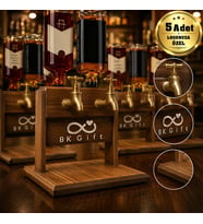 Logonuza Özel 5 Adet Çift Pirinç Musluklu Doğal Ahşap İçecek Standı Kurumsal Set