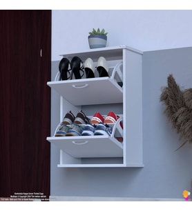 Modilayn UMAY Asma Kapı Önü 52x 78 x26 cm’lik 2 Düşer Kapak 4 Göz Bölmeli Ayakkabılık