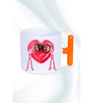 Mutlu Çiftler Love Kalp Baskılı Hediye T Saplı Kupa Bardak Porselen Çay Kahve Fincanı