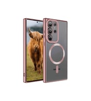 Samsung Galaxy S23 Ultra Uyumlu Kılıf M-safe Wireless Şarj Özellikli Zore Setro Silikon (Rose Gold Altın)