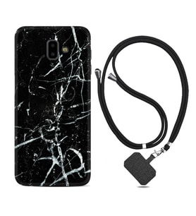 Samsung J6 Plus J7 Prime J7 Pro M20 Kılıf Boyun Askılı Silikon Black Marble 3 1382
