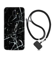 Samsung J6 Plus J7 Prime J7 Pro M20 Kılıf Boyun Askılı Silikon Black Marble 3 1382
