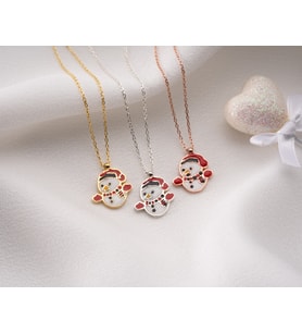 925 Ayar Papatya Silver kardan adam kolye.rose.gold.rodaj