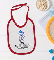 BK Kids Bu Işıltılı Hayatı Ben Seçmedim Tasarımlı Kırmızı Bebek Mama Önlüğü-1