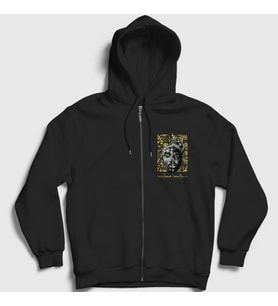 Presmono Unisex Siyah Biggie Smalls Tupac Shakur Fermuarlı Kapüşonlu Sweatshirt 45735tt