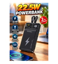 Polygold PG PW210 10000 mAh Powerbank – 22.5W Hızlı Şarj, Dahili Kablolu ve Dijital Ekranlı