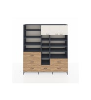 Hyperion Dolap 17 Raflı 6 Çekmeceli 3 Kapaklı 220x44x243 Antrasit-Aytaşı/Çam