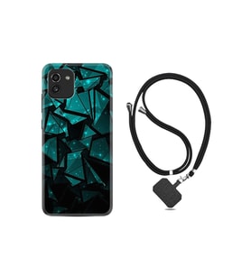 Samsung Galaxy A03 Kılıf Ipli Boyun Askılı Desenli Silikon Baloons And Moon 1348