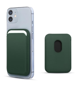 Microsonic Apple iPhone 12 Mini Leather Wallet MagSafe Koyu Yeşil