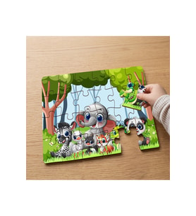 Sevimli Orman Hayvanları Tasarımlı 24 Parça Ahşap Çocuk Puzzle