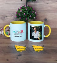 Komiser Yardımcısı Kupa Bardak Sarı Fotoğraflı Polis Günü Hediyesi