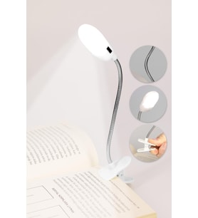 Çok Fonksiyonlu LED Mini Okuma Lambası, Mandallı, Pilli, Spiral Gövde (Krem)