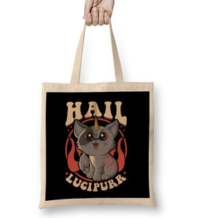 Cute & Funny Satanic Hail Lucipurr Rainbow Kitty Bez Çanta Uzun Saplı