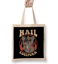 Cute & Funny Satanic Hail Lucipurr Rainbow Kitty Bez Çanta Uzun Saplı